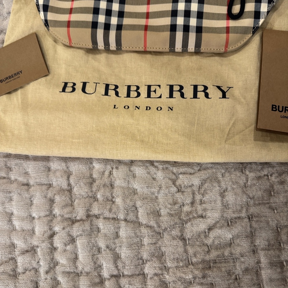 Burberry LONDON ENGLAND Beige and Black Check Belt Bag - Picture 3 of 12